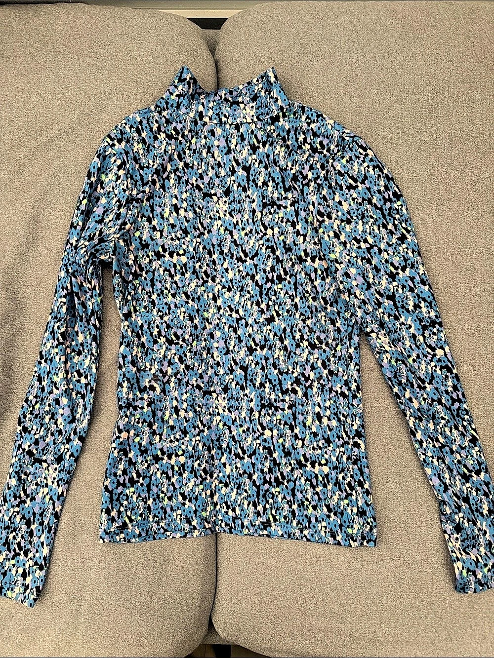 Mango Abstract Long Sleeve Top in Blue & Black